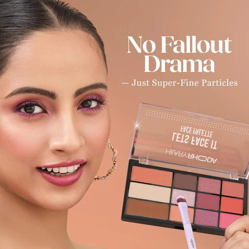 Hilary Rhoda Let’s Face It Face Palette | Highlighter & Blush | Contour | 9 Eyeshadows | Super-Fine Particles | No Fallout | Matte & Shimmer Finish -23.4g (Sun Downer |Shade 02) thumbnail 4